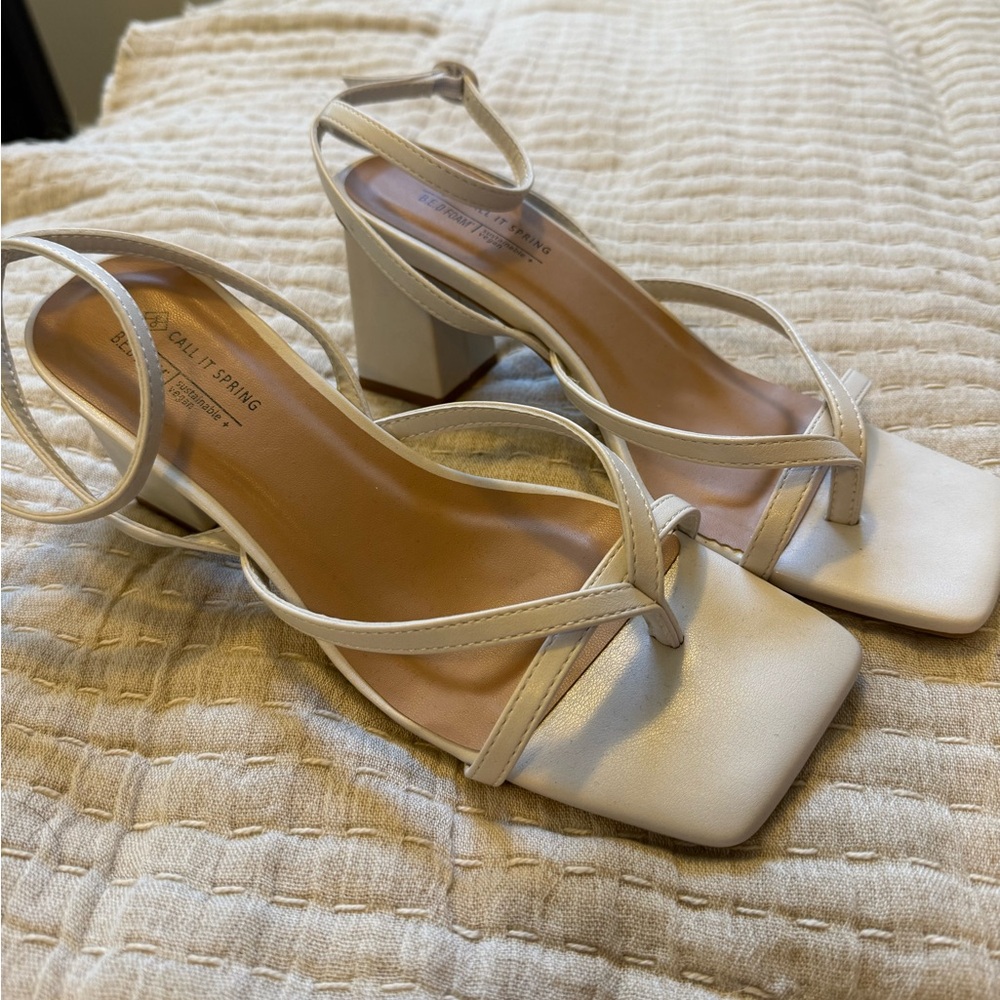 Call It Spring Cream Strappy Heels